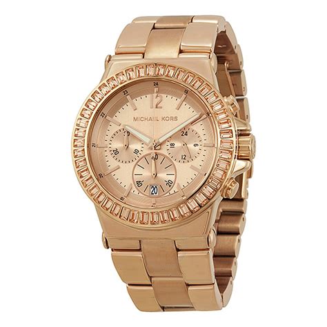 michael kors rose gold baguette bezel watch|rose gold baguette bezel set.